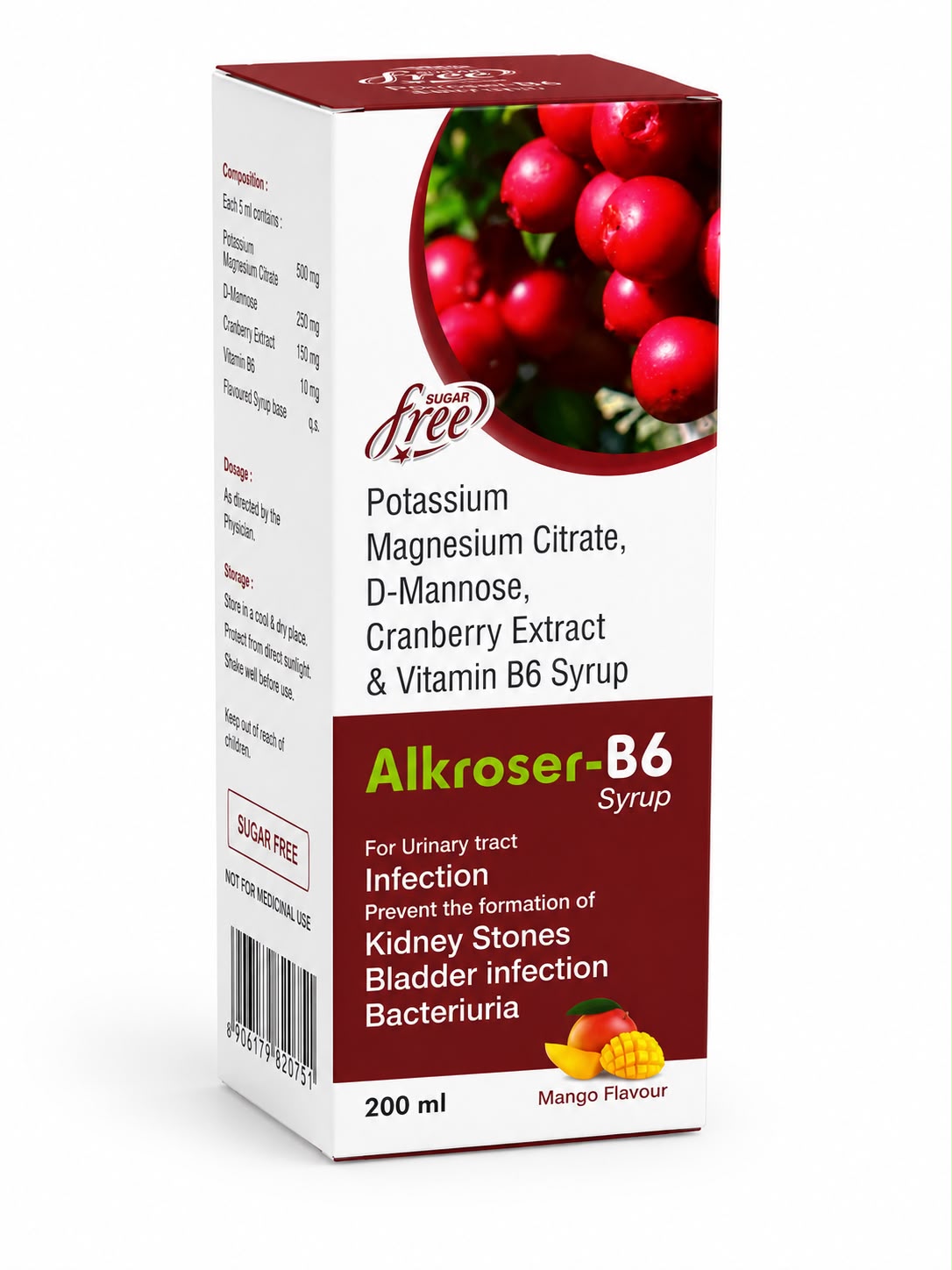 ALKROSER  B6 SYP (Sugar free)  Mango Flavour